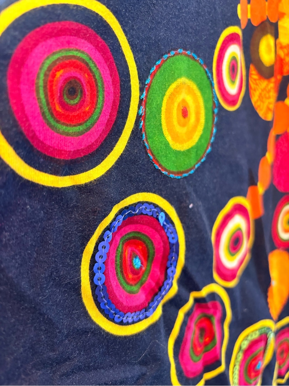 Desigual Bright Orange and Red Sunburst Print Dress - Picture 4 of 7
